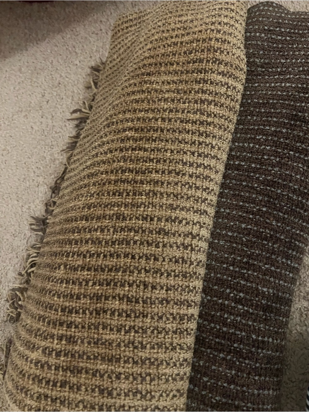 Restoration Hardware 5lb Beige & Brown Chenille Woven Fringe Throw - Picture 8 of 9